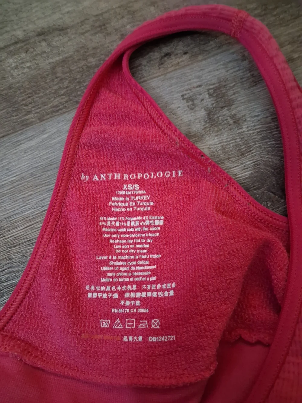Anthropologie Wireless Bralette Women's Size XS/S Pink Ribbed